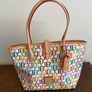 Authentic Dooney & Bourke Monogram Multi-color Rainbow Large Tote - NWOT
